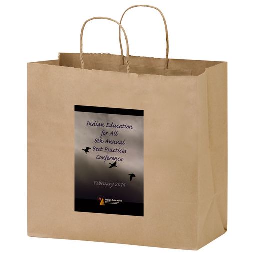 Custom Printed Natural Kraft Paper Carry-Out Bag w/Full Color (13"x7"x12 ¾") - Color Evolution - 1N13712-CE